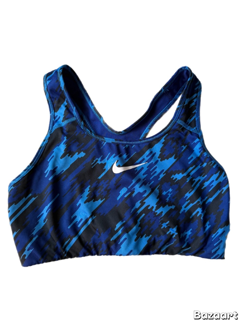 Nike Blue Black Printed Racerback Sports Bra